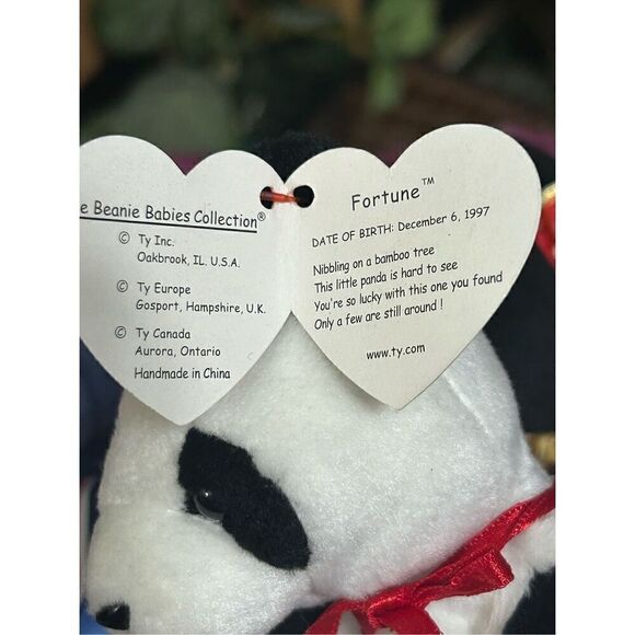 Lot Of 2 TY Beanie Babies Black White Fortune & Black End Plushy Stuffed Animal - Picture 5 of 10